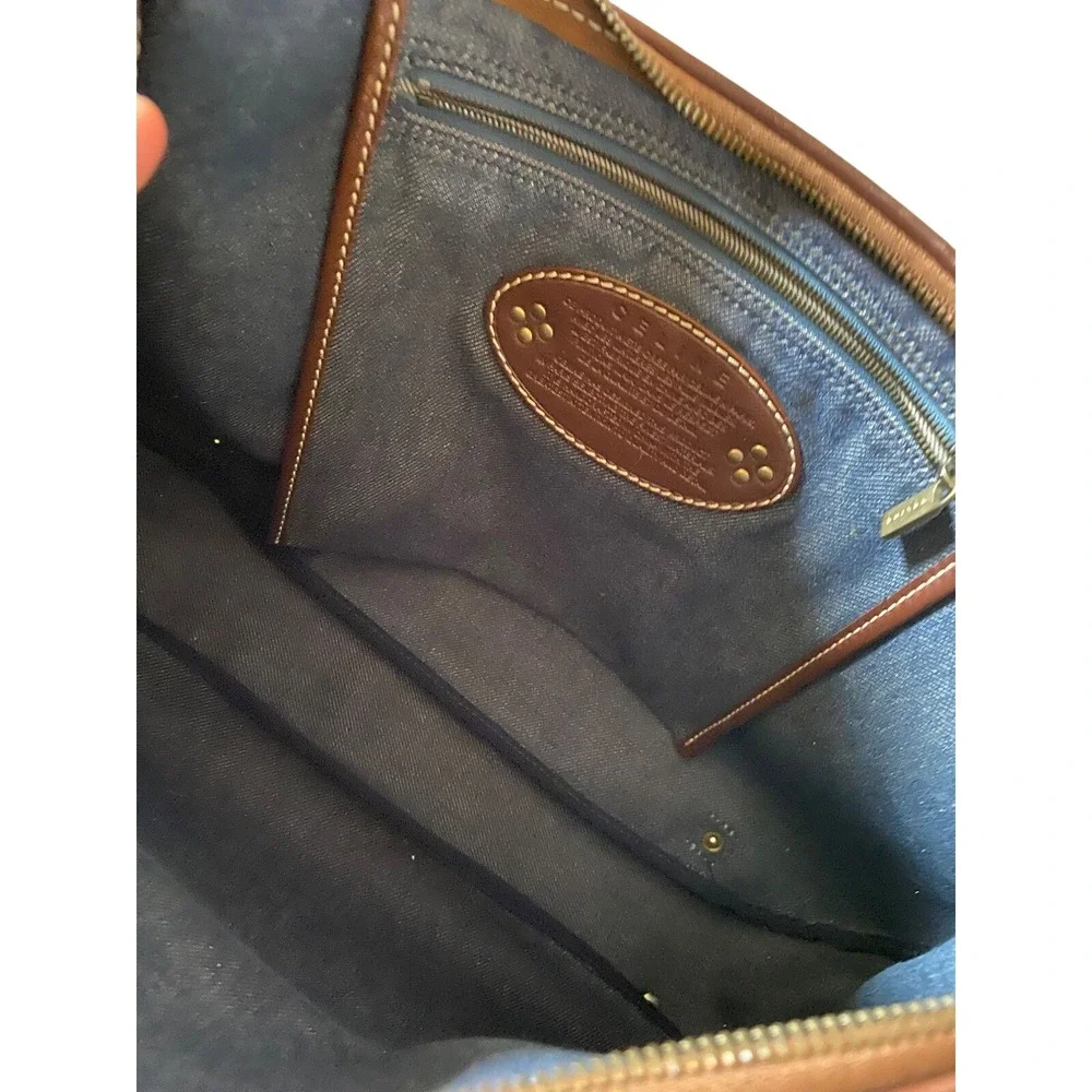 CELINE Paris Macadam Denim Messenger Bag Y2K Shoulder Flap Bag - Picture 6 of 16